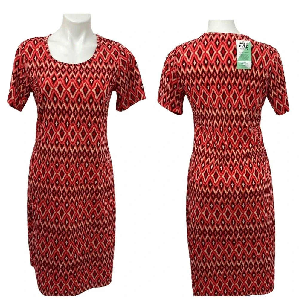 Lot of 2 Dress Blazer Combo Size Large Kensie Midi Knit Short Sleeve Red